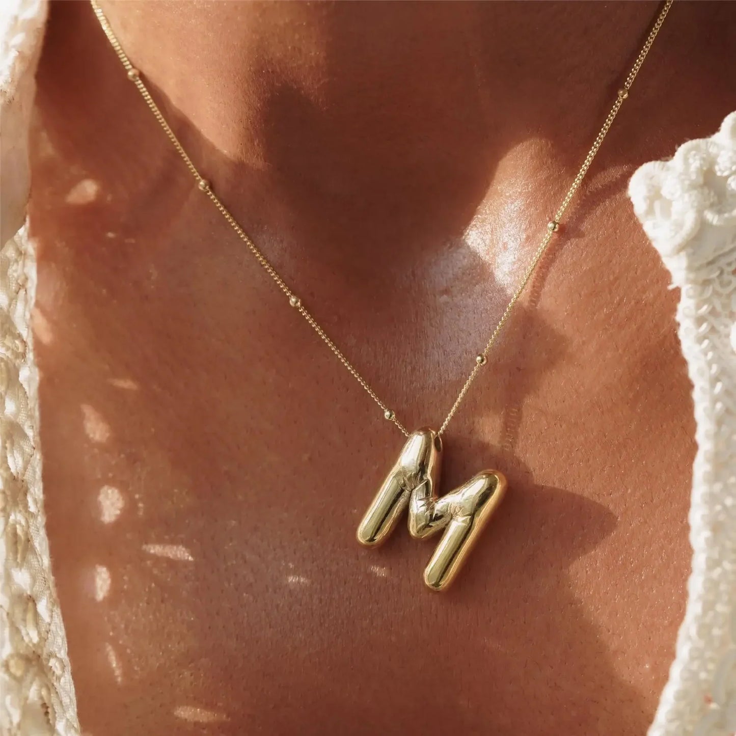 BUBBLE LETTER INITIAL NECKLACE