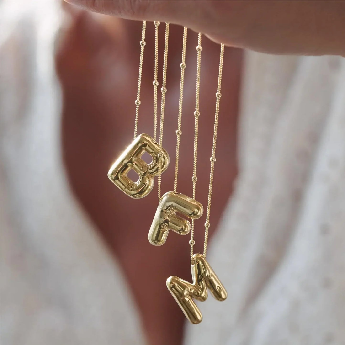 BUBBLE LETTER INITIAL NECKLACE