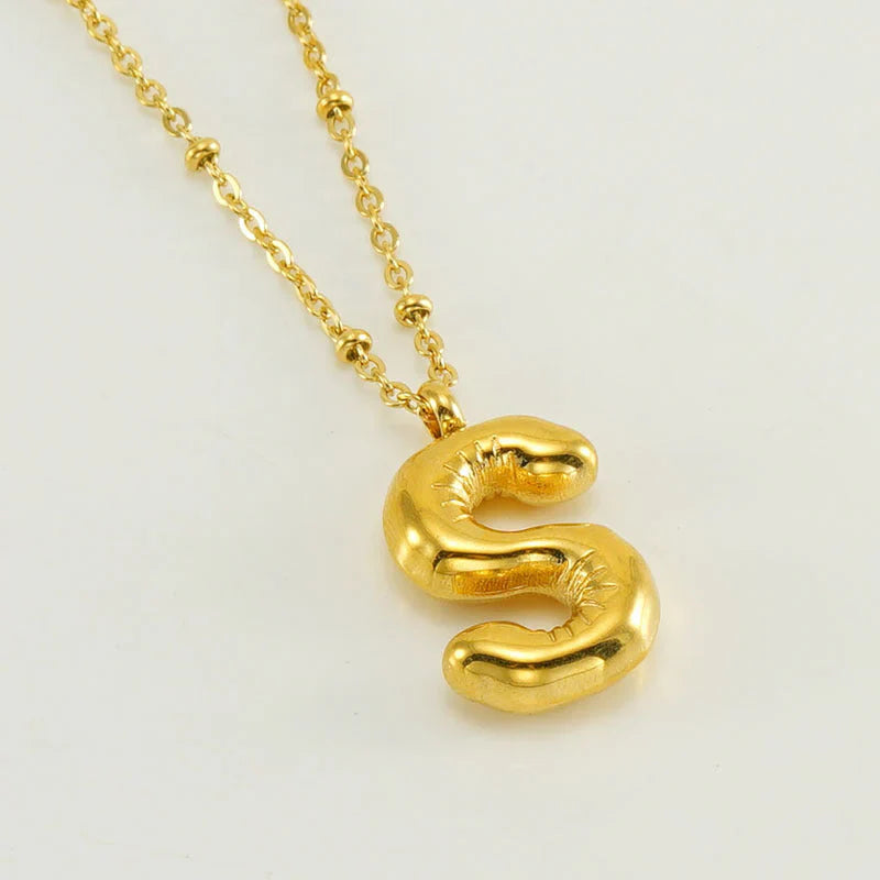 BUBBLE LETTER INITIAL NECKLACE