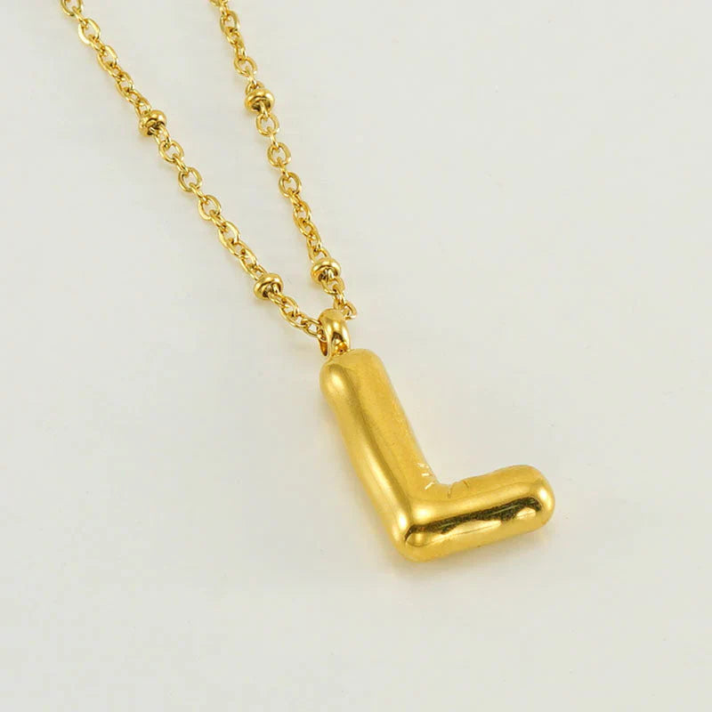 BUBBLE LETTER INITIAL NECKLACE