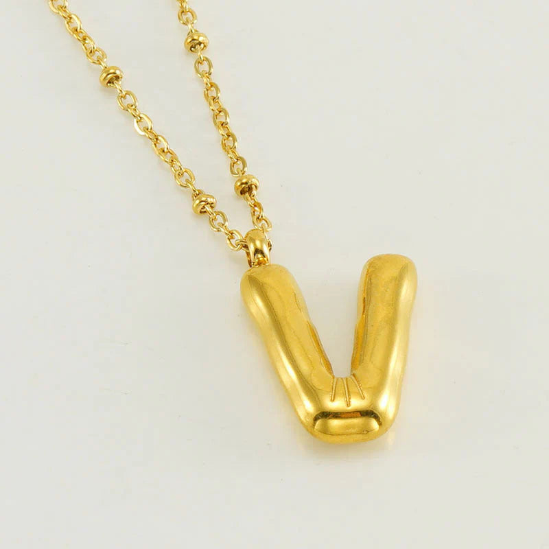 BUBBLE LETTER INITIAL NECKLACE