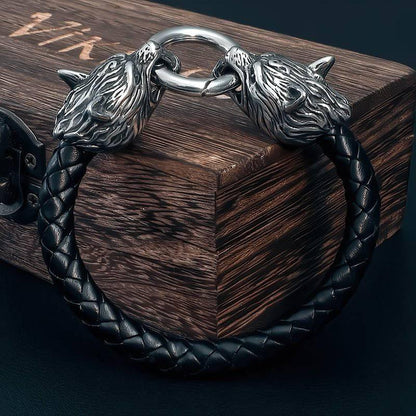 ODIN'S WOLVES LEATHER BRACELET