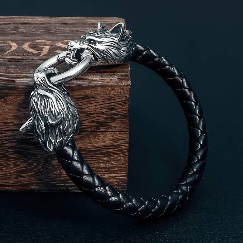 ODIN'S WOLVES LEATHER BRACELET